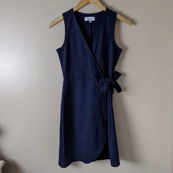 🍃 Madewell Blue Crosshatch side tie mini dress - Picture 2 of 4